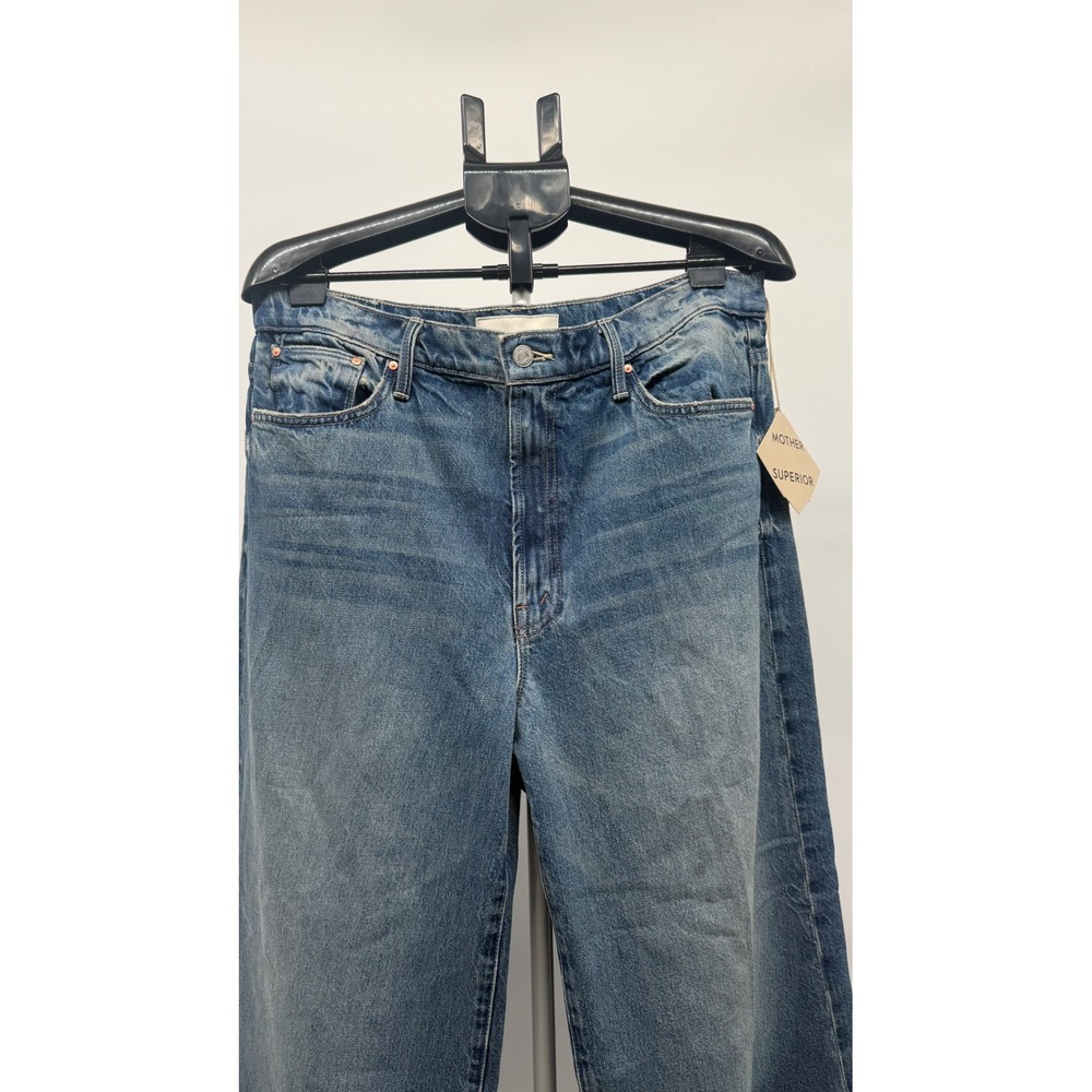 NWT MOTHER Superior The Ditcher Roller Zip Sneak Jeans 33 Wide Leg High Rise - Picture 2 of 10